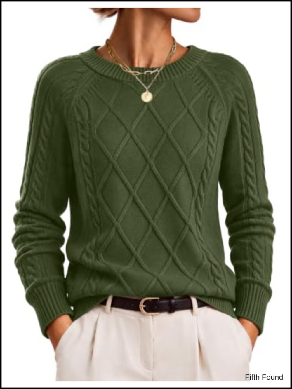 Cable Knit Crew Neck Long Sleeve Pullover Sweater